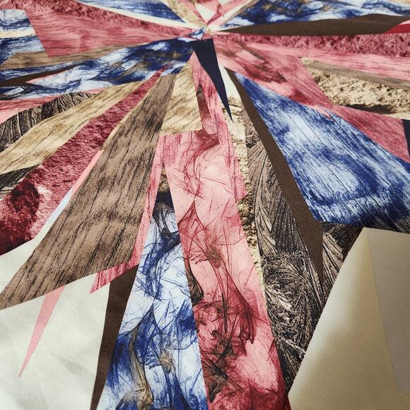 BARELLI Black Round Neck Dress with Attached Multi-Color Geometric Scarf Women 6 - Picture 11 of 15